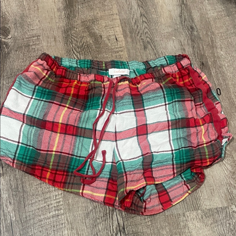 Colsie Red and Green Plaid Pajama Shorts